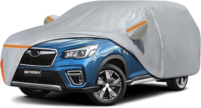 Car Cover for 2009-2026 Subaru Forester, Waterproof Custom-fit All Weather Sun Rain UV Dust Snow Wind Protection Outdoor Indoor Forester Full Car Cover with Door Zipper and Cotton Lining-Grey