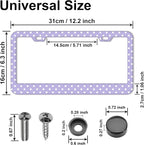 Polka Dots License Plate Frames，Polka dots Car Accessories for Women and Men ，Cute License Plate，Aluminum License Plate Frame Fits Standard US Vehicles Size 12.2 x 6 Inch (Purple-Polka dots)