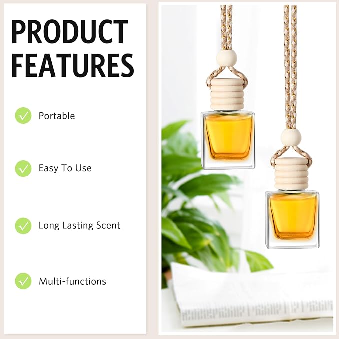 100 Pcs Car Air Fresheners Diffuser with Wooden Cap Empty Aromatherapy Diffuser Clear Car Fragrance Holder Pendant Hanging Perfume Fresheners Bottles for Decor(Cube,Clear)