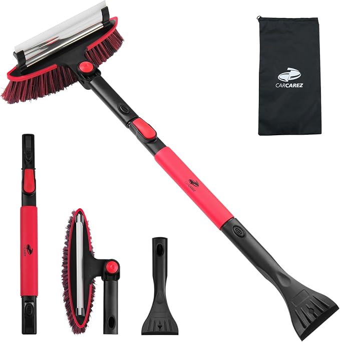 39" Extendable Car Snow Brush and Ice Scraper, Windshield Window Ice Snow Removal Snow Broom with Foam Grip 180° Pivoting Brush Head Snow Scraper for Car Auto Truck SUV