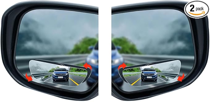 Blind Spot Mirrors, 2 Pcs Black 3.9 Inch x 1.18 inch Angle Adjustable Self-adhesive Reverse Blind Spot Small Mirror for Car and Motorcycle (2)