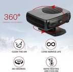 Summer Car Cool Down Fan, 12V 150W 2-in-1 Portable Auto Heating Cooling Fan, Plug-in Cigarette Lighter Vehicle Windshield Defroster for All Vehicles