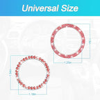 Car Bling Crystal Rhinestone Engine Start Ring Stickers, 1 Single Drainage Drill and 1 Double Drainage Drill Car Start Button Cover, Key Ignition Knob Bling Ring Decals, Bling Car Accessories(Set Red)