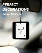 Retro Western Orange Car Air Freshener 4 Pcs, Country Bull Skull Cactus Horseshoes Ace Card Square Hanging Air Freshener for Closet Drawer Books, Western Car Accessories Mirror Decor for Women