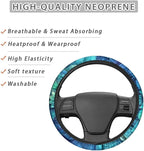 Green Bohemian Flower Steering Wheel Protection for Automotive Steering Wheel Covers, Sweat Absorption Comfort Grip for Driver Women Men