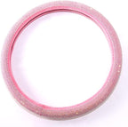Pink Bling Steering Wheel Cover for Women Sparkly Rhinestone Bedazzled Car Accessories Diamond Cute 15.5-16 inch for Large Size Steering Wheel