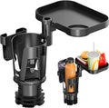 Car Cup Holder Expander - 3 in 1 Cup Holder Adapter with Adjustable Base - Detachable Phone Holder & 360° Rotation Food Tray for Car - Compatible with Vehicles, Car, Road Trip Essentials