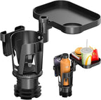 Car Cup Holder Expander - 3 in 1 Cup Holder Adapter with Adjustable Base - Detachable Phone Holder & 360° Rotation Food Tray for Car - Compatible with Vehicles, Car, Road Trip Essentials