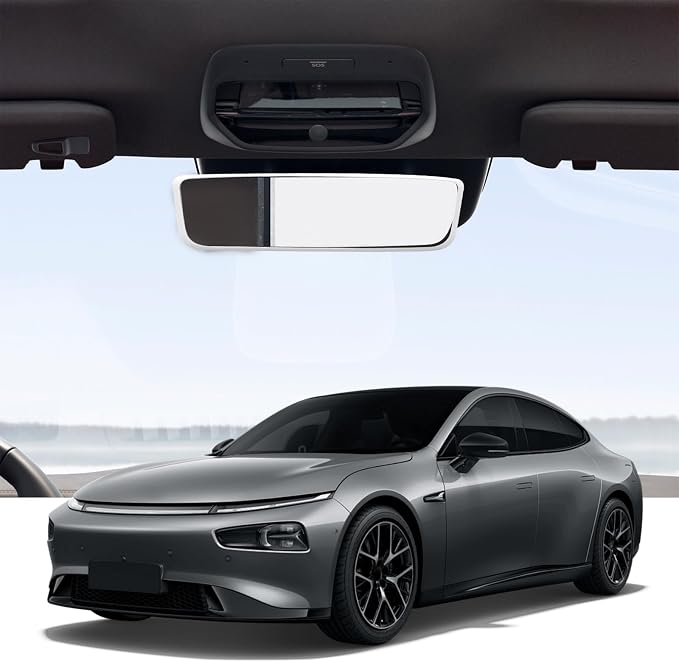 Car Rear View Mirror Protector Frame, Silicone Auto Rearview Edge Protection Cover Compatible with Model 3 Model Y, Interior Rear View Trim Frame Decoration, Car Accessories (White)