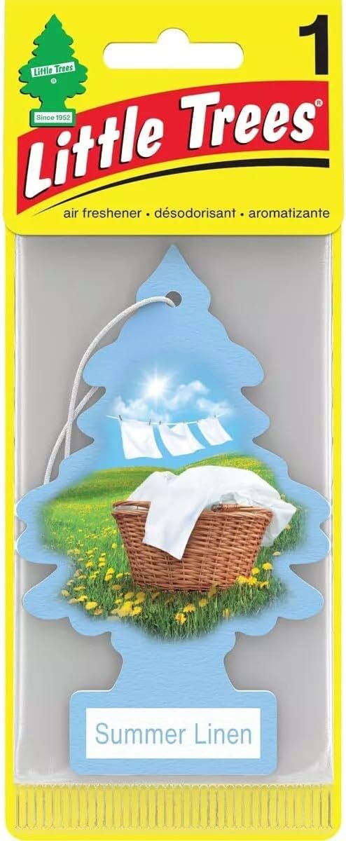 Cardboard Hanging Car, Home & Office Air Freshener, Summer Linen (Pack of 12)