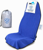 1PC Waterproof Towel Car Seat Cover - 525g Heavy Duty 3-Layer Microfiber Sweat Protector for Bucket Seats - Non-Slip Machine Washable Universal Fit for Gym, Yoga, Beach, Pets & Outdoors-Blue
