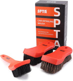 3Pcs Car Detailing Brush Kit, Leather & Textile Interior Brush, Comfortable Grip and Scratch-Free Cleaning for Dashboard, Wheels, Seats, Foot Mats and Small Areas, Black