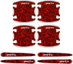 8PCS Car Door Handle Scratch Protectors, 3D Patterned Carbon Fiber-Marking，Anti Scratch,Universal for Most Cars (Red)