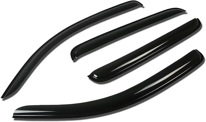 Window Visors Compatible with 05-14 Tacoma Double Cab, 4Pcs Front & Rear Tape-On Window Vent Visor Deflectors Rain Guard, Glossy Dark Smoke