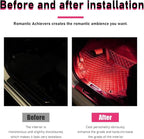 Car LED Strip Light, 24 LEDs RGB Neon Interior Atmosphere Lights, 12V Under Dash Ambient Night Light, USB Port Auto Interior Decorative Lamp, Universal Car Accessories (Red)