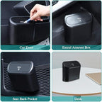 Car Trash Can with Lid, Mini Auto Dustbin Garbage Organizer Holder 2 Packs, Automotive Storage Container Bin with 60 Pcs Bags for Vehicle, Home, Office