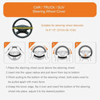 Ultra Fine Carbon Fiber Leather Steering Wheel Cover, Anti Slip and Sun Protective Protect The Steering Wheel, Easy to Install,Universal of 14.5"-15" (Yellow)