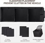 4 in 1 Car Trunk Storage Organizer with Leakproof Cooler Bag, Multi-Compartment Foldable Trunk Storage Box for Car Truck SUV Black