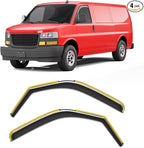 in-Channel Window Rain Guards Fit for Chevy Express Van 1996-2026/GMC Savana 1996-2026 Rain Guard Extra Durable Window Deflectors Window Vent Visors Shades Exterior Car Accessories-2pcs