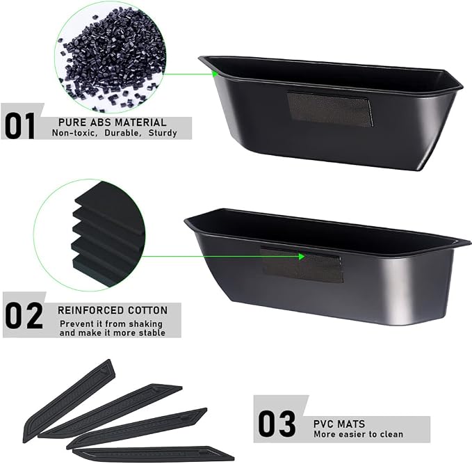 Door Handle Storage Box Container for Ford Bronco 2021 2022 2023 2024 2025 Car Interior Accessories, ABS Front and Rear Door Side Armrest Phone Pocket Organizer Insert Glove Pallet 4PCS