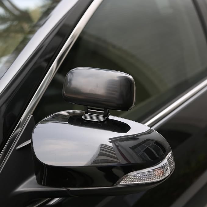 Add On Blind Spot Mirror, Convex Rear View Wide Angle Rectangle Framed HD Glass Adjustabe Mirror Upon Mirror for Car, SUV and Truck (SPECIFIC fit, Black, 1 Pack)