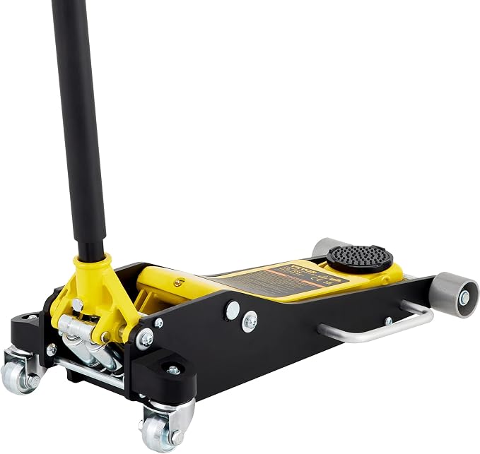 3 Ton Low Profile Aluminum & Steel Racing Floor Jack | Dual Pistons Quick Lift Pump, Sport Utility Vehicle, Lifting Range 3-6/11"-19-11/16", Yellow & Black
