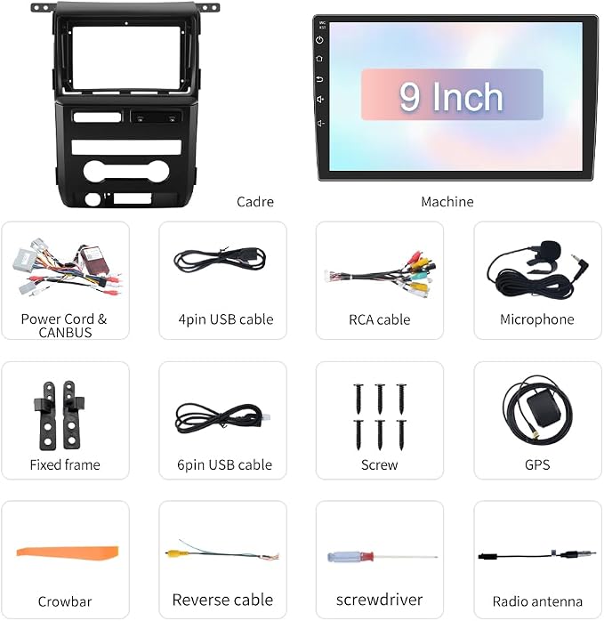 Car Stereo Upgrade for Ford F150 2009-2012 | Android 13 | 9" Touchscreen | 2GB+64GB | CarPlay Android Auto | Bluetooth WiFi | SWC | FM AM | Manuel AC