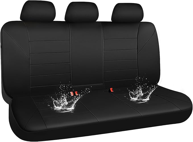 Neoprene Back Seat Cover, Universal Waterproof Bench Rear Seat Cover Universal Wetsuit Car Seat Cover Fit 95% Automotive Interior Covers for Cars Sedans SUVs (Rear,All Black)