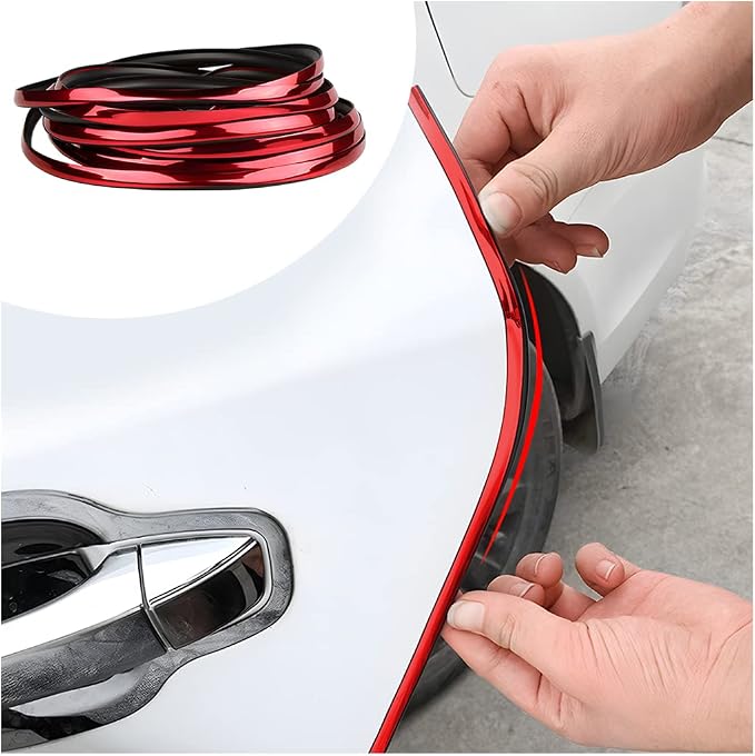 Car Door Edge Guards, 16Ft U Shape Door Edge Trim, Rubber Molding Auto Door Edge Seal Protector, Anti-Collision Vehicle Protection Accessories Universal for SUV, Truck, Van (Red)