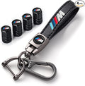 for BMW M Keychain, Alloy Valve Stem Caps and Car Keyring Combo Compatible with BMW M M2 M4 M5 M6 M8 X1 X2 X3 X5 X6 M135i M240i Z4 328i X7, Black