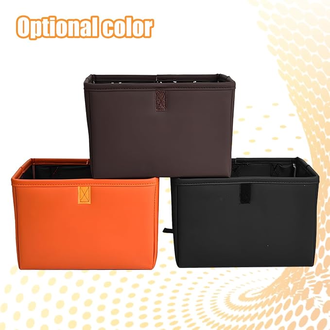 Car Trash Can, Leather Foldable Large Capacity Vehicle Hanging Garbage Bin Organizer, Waterproof Auto Interior Storage Bag Container Accessories, Universal for SUV Sedan Truck (Orange)