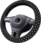 Black and White Polka Dot Steering Wheel Covers Non Slip Neoprene Steering Wheel Protector Universal 15 inch for Women Men