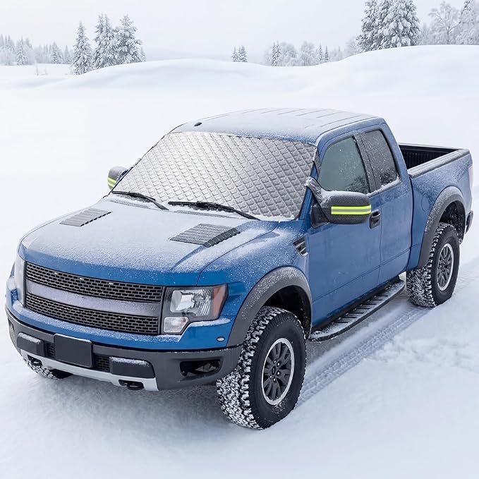 3W Windshield Cover for Ice and Snow, Waterproof Anti-Frost Windshield Snow Cover for Cars SUV/Truck/Station Wagon, Graphene-Insulated Car Accessories Large(68.9"x41.7")