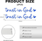 2PCS Trust in God Rearview Mirror Decals, Automotive Vinyl Rear View Mirror Decorative Stickers, Waterproof Trust in God Stickers for Car Truck Laptop, Car Accessories (Blue)