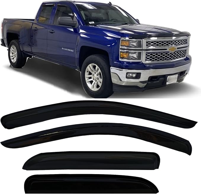 Side Window Visors rain Guards Vent Deflectors for 02-08 Dodge Ram 1500, 2003-2009 Ram 2500 & 3500 with Quad Cab Shade 94623