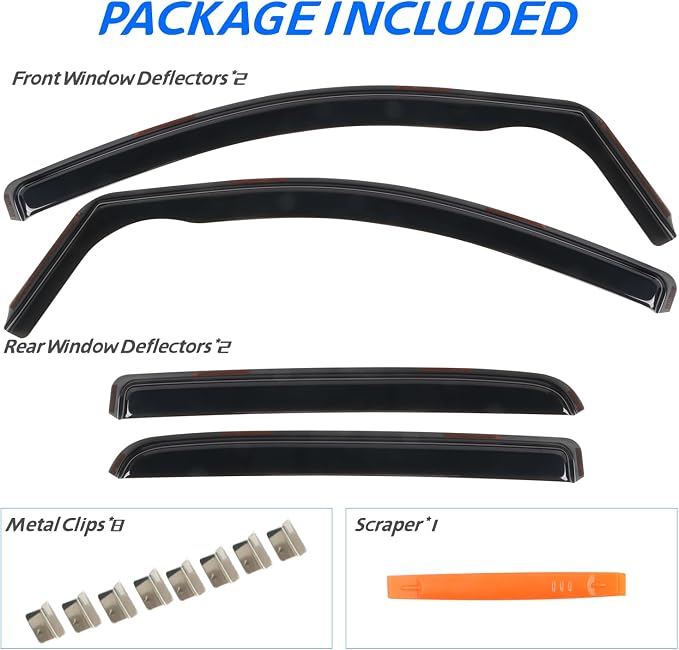 in Channel Rain Guards for 2015-2022 Chevy Colorado/GMC Canyon Crew Cab, Smoke Tinted Side Window Wind Deflectors, Vent Window Visors Shade Shield, 2016 2017 2018 2019 2020 2021
