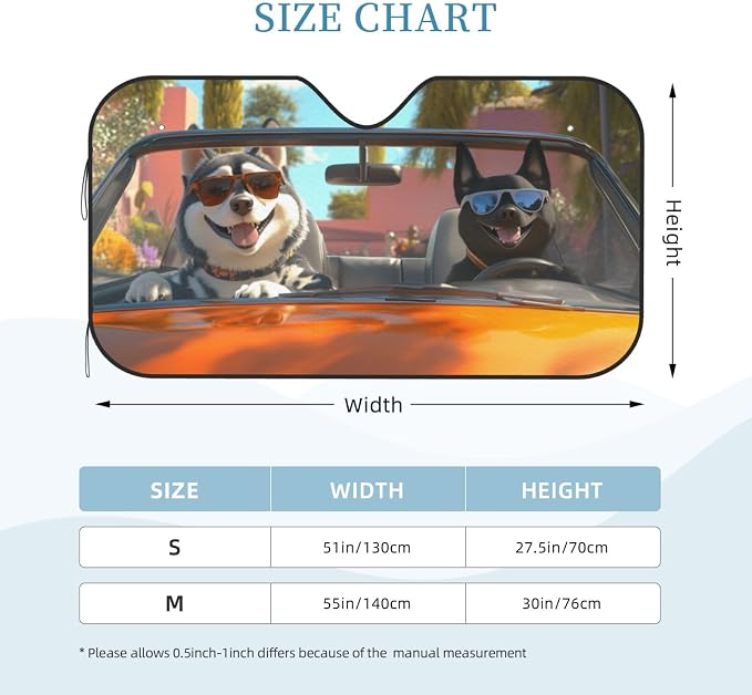 Windshield Sun Shade Funny Dog Driving Car Car Front Window Sunshade Cover for Truck SUV Blocks UV Rays Automotive Visor Interior Protector 55 x 30 inch