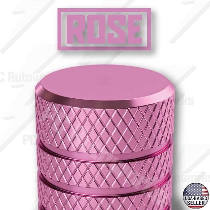 Aluminum Tire Valve Stem Caps – Anti-Rust, Premium Anodized Aluminum, Corrosion-Resistant, Easy Install, Universal Fit for Car, Truck, Bike, SUV – 1 Pack/Set of 4 (Rose Pink)