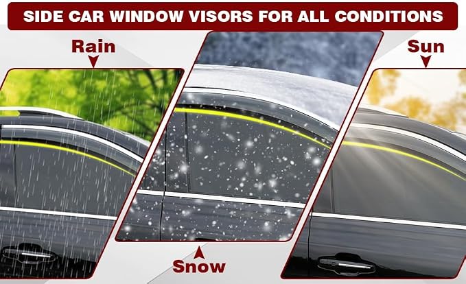 Tape-On Window Visors 4-Piece Compatible with 2025 2026 Toyota Camry Sun Rain Guards Shield Shade Smoke