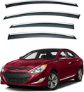 4pcs Smoke Tint with Chrome Trim Outside Mount Tape On/Clip On Style PVC Sun Rain Guard Vent Window Visors Compatible with 11-14 Sonata i45 YF 15 Hybrid