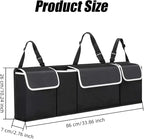 Car Trunk Organizer and Storage, Backseat Hanging Trunk Organizers and Storage, Waterproof Collapsible Cargo Large Bag with 4 Pockets, Car Interior Accessories for SUV, Truck (Black)