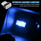 4 PCS USB LED Car Atmosphere Lamp, Mini Night LED Vehicle Trunk Ambient Lighting Kit, Portable Plug-in USB Interface Vehicle Decor Atmosphere Lamp, Interior Car Accessories (Blue)