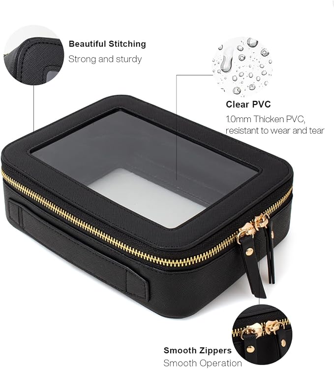 Travel Clear Makeup Bag Set, TSA Approved Cosmetic Bag Case with Zipper Portable Makeup Pouch Toiletry Bag Traveling Cosmetic Organizer Storage Bag Car Organizer Car Essentials