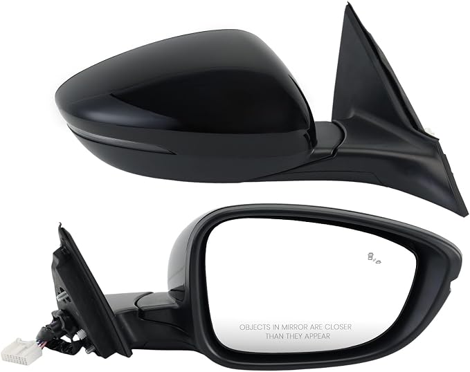 Right Passenger Side Mirror Compatible with 2018-2022 Honda Accord Power Glass | Heated | with Blind Spot | with Turn Signal | Manual Folding Repalces HO1321330 (8Pins-Black)