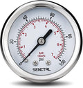 0-100 Psi Pressure Gauge, 2" Dial Size, 1/4 NPT Back Mount, Waterproof, Stainless Steel Case, for Water Filter Well Pump Air Tire Low Pressure Test