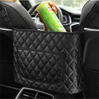 Car Purse Holder - Durable Leather Seat Back Organizer with Handbag Holder, Front Seat Storage Barrier, Backseat Pet & Kids Driver Storage Netting Pouch