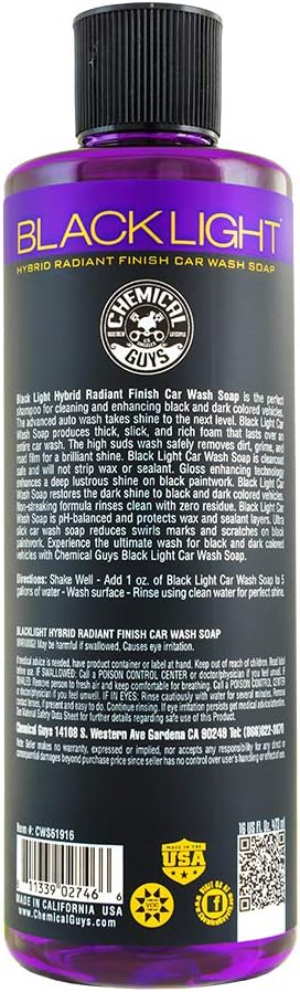 CWS61916 Black Light Foaming Car Wash Soap(Works with Foam Cannons, Foam Guns or Bucket Washes)Safe for Cars,Trucks,Motorcycles,RVs&More,16 fl oz, Black Cherry Scent(packaging may Vary)