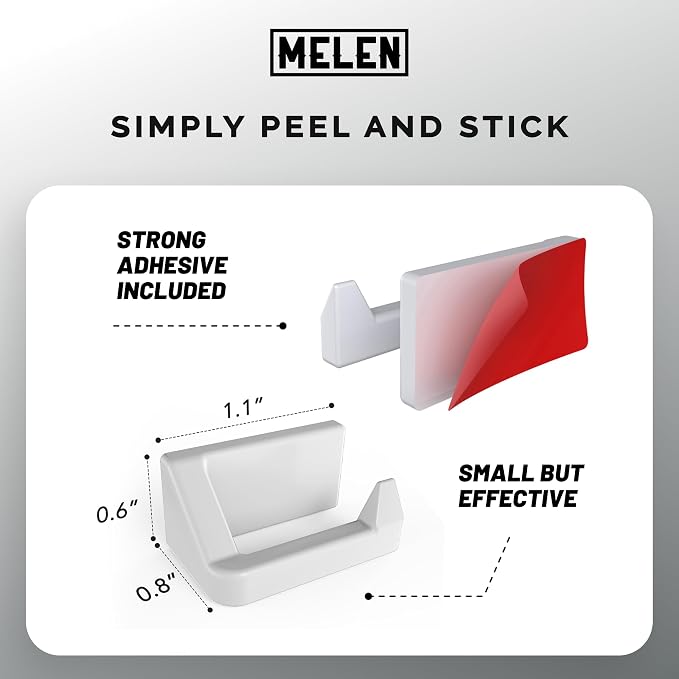 MELEN Adhesive Sunglass Organizer Wall (8-Pack) - Strong and Compact Glasses Holder, Sunglass Holder for Car and Wall - White