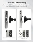 iTap 3 Magnetic Air Vent Car Mount Phone Holder with Magnetic Ring Adapter. Compatible with iPhone, Samsung Galaxy, Google Pixel, Huawei, LG, and All Qi Compatible Smartphones