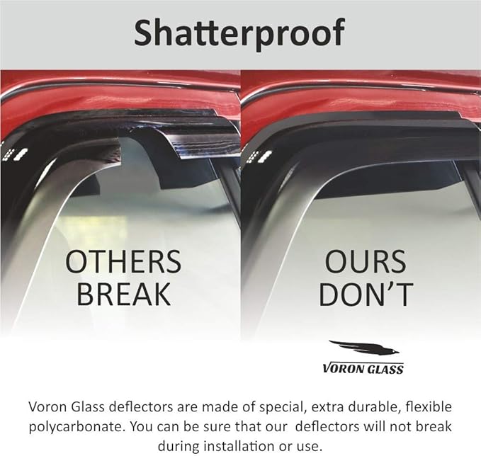 Voron Glass Tape-on Extra Durable Rain Guards for Toyota Tundra 2022-2026 CrewMax, Window Deflectors, Vent Window Visors, 4 Pieces - 100940